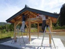 10月9日東屋塗装作業:画像